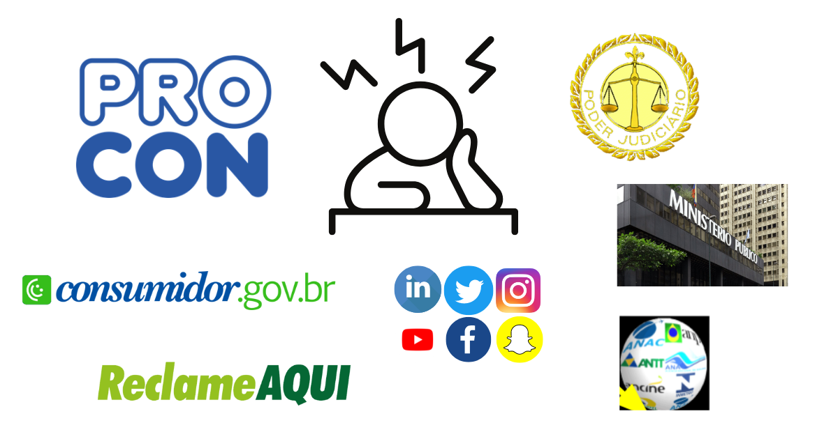 logo de marcas como reclame aqui, consumidor.gov, procon, ministério público
